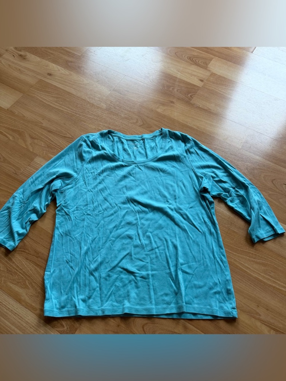 Talbots 100% cotton womens 3/4 sleeve shirt teal size XL